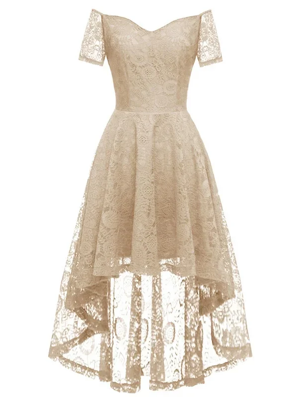 1950s Off-shoulder Floral Lace Dress