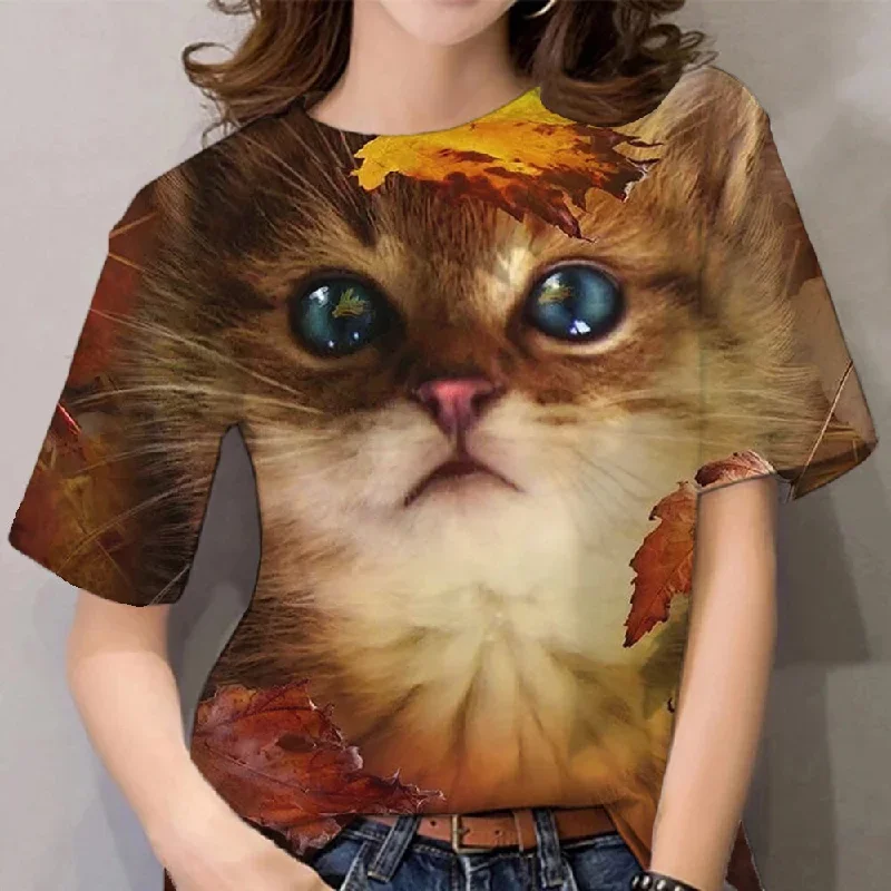 2023-fashion-womens-t-shirts-animal-3d-print-tops-short-sleeve-t-shirt