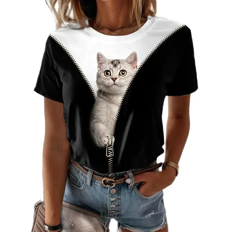 2023-fashion-womens-t-shirts-animal-3d-print-tops-short-sleeve-t-shirt