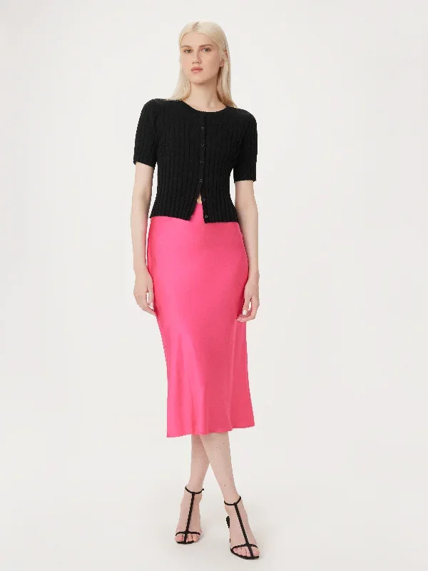 The Satin Maxi Skirt in Fuchsia