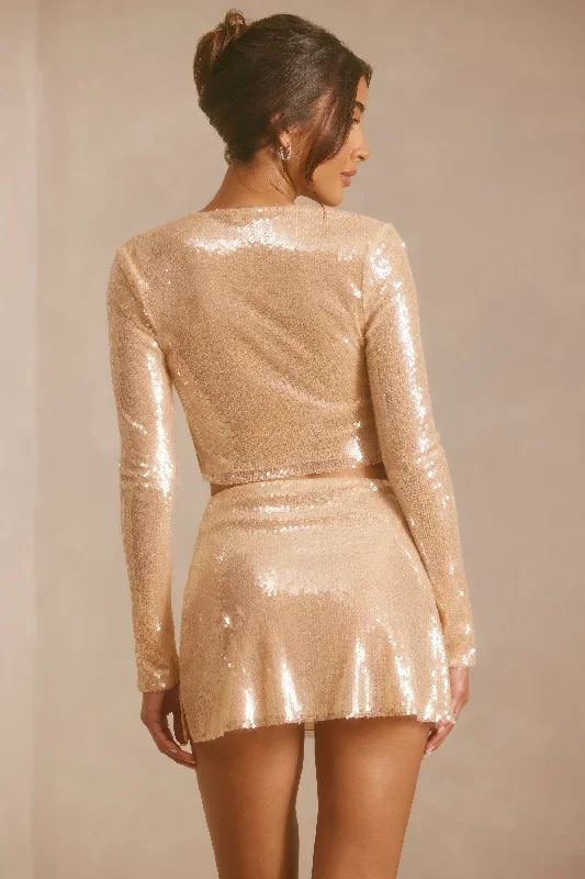 anya-sequin-side-split-mini-skirt-tan