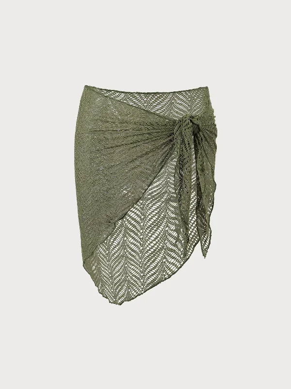 Army Green Crochet Cover-Up Skirt