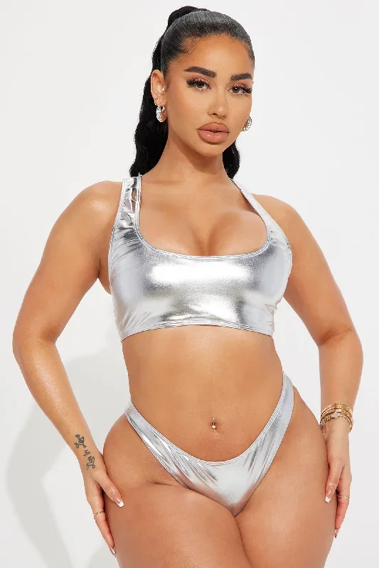 Bianca Metallic Tank 2 Piece Bikini  - Silver