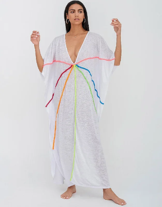 Braided Front Kaftan  - White