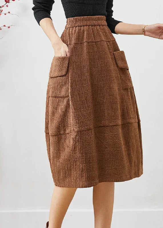 casual-coffee-jacquard-patchwork-corduroy-skirt-fall