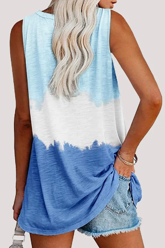 casual-patchwork-tie-dye-pocket-v-neck-t-shirts