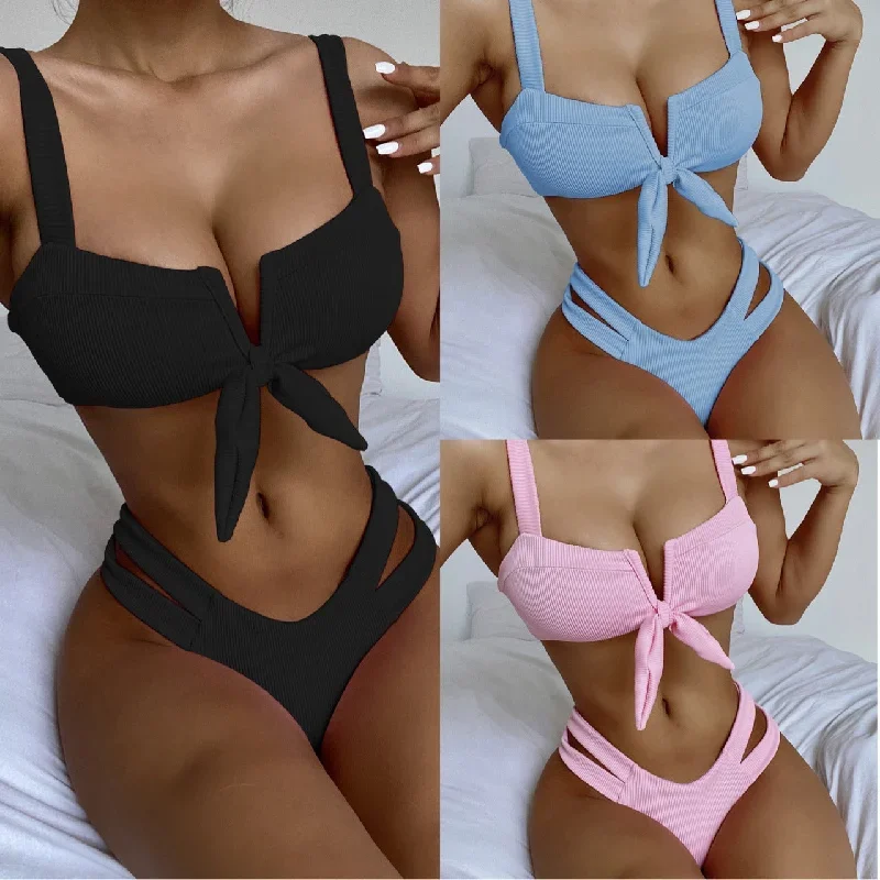 color-double-shoulder-split-swimsuit-bikini-swimsuit