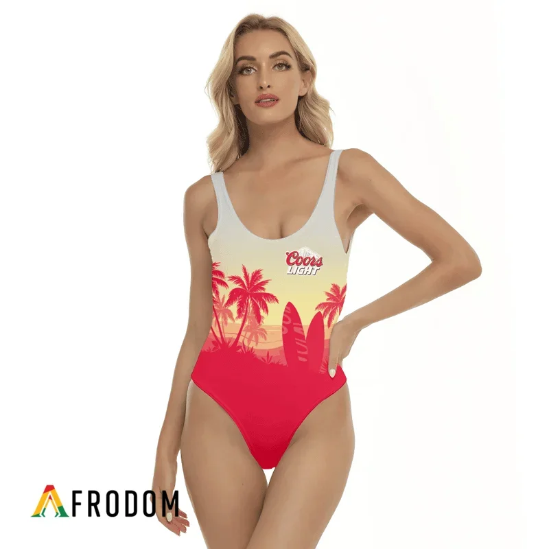 Coors Light Palm Tree Surfboard One-piece Swimsuit