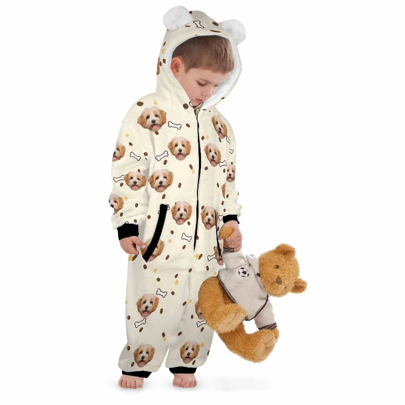 custom-dag-face-childrens-coral-fleece-comfortable-and-warm-zipper-onesie-pajamas-one-piece-sleepwear