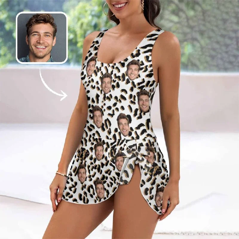 custom-face-white-leopard-pattern-womens-one-piece-skirted-swimsuit