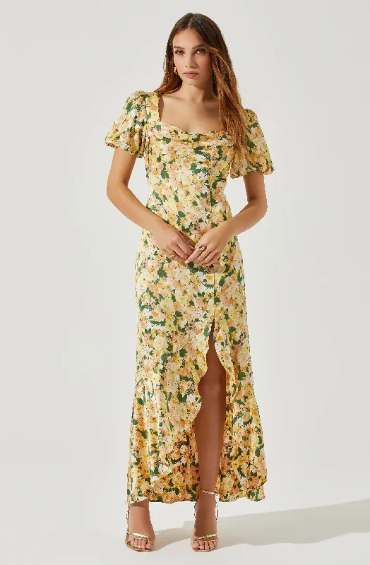 Dayanara Puff Sleeve Floral Maxi Dress