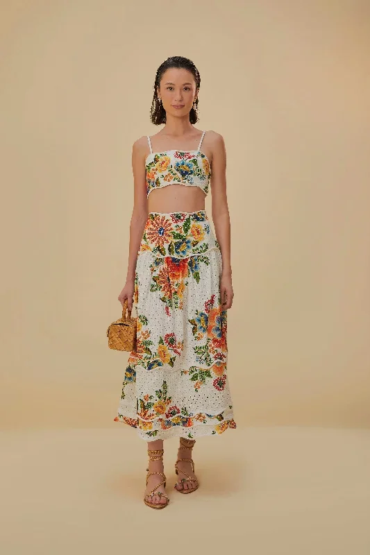 Off-White Delicate Garden Midi Skirt