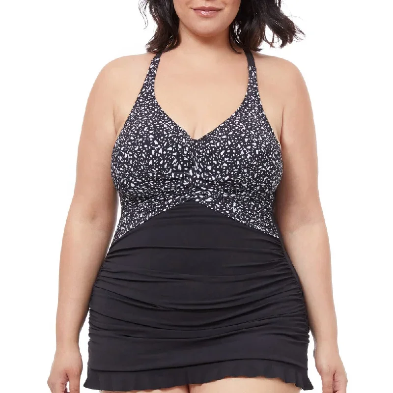 Profile By Gottex Bash Plus Size Underwire Halter Black Swim Dress