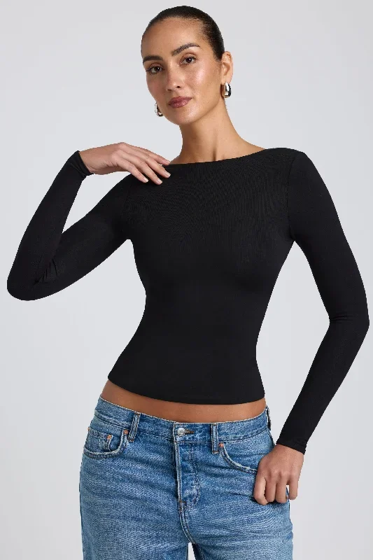 elli-long-sleeve-backless-top-black