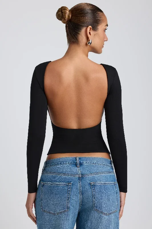 elli-long-sleeve-backless-top-black