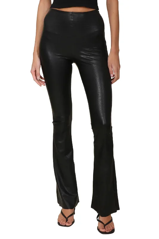 Faux Leather Flared Legging Black