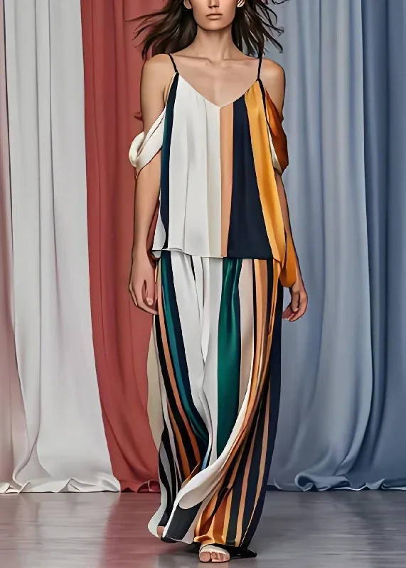 french-cold-shoulder-striped-silk-tops-and-pants-set-sleeveless