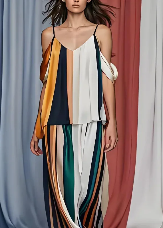 french-cold-shoulder-striped-silk-tops-and-pants-set-sleeveless