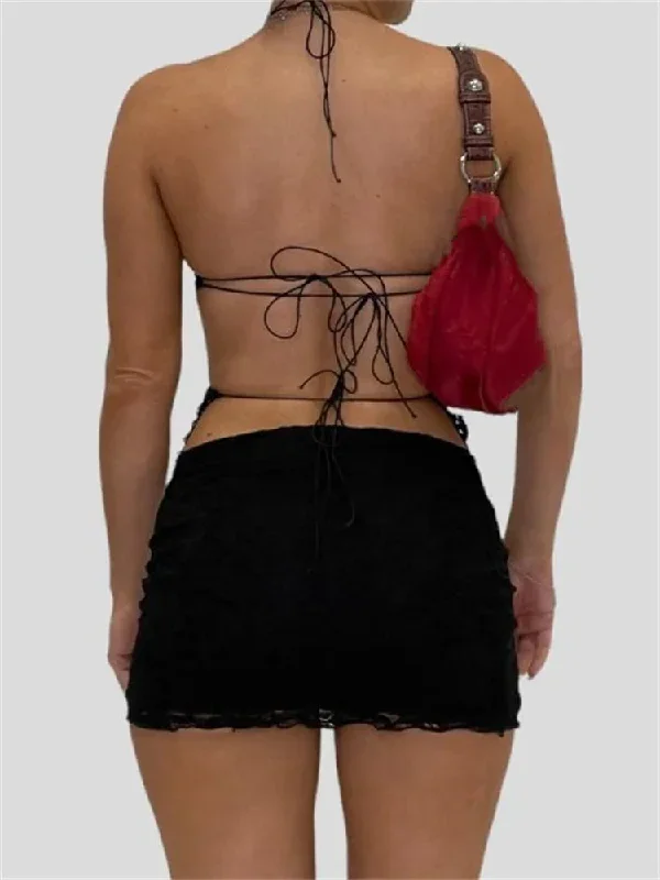 halter-lace-up-backless-off-shoulder-camis-low-waist-skirts-suits