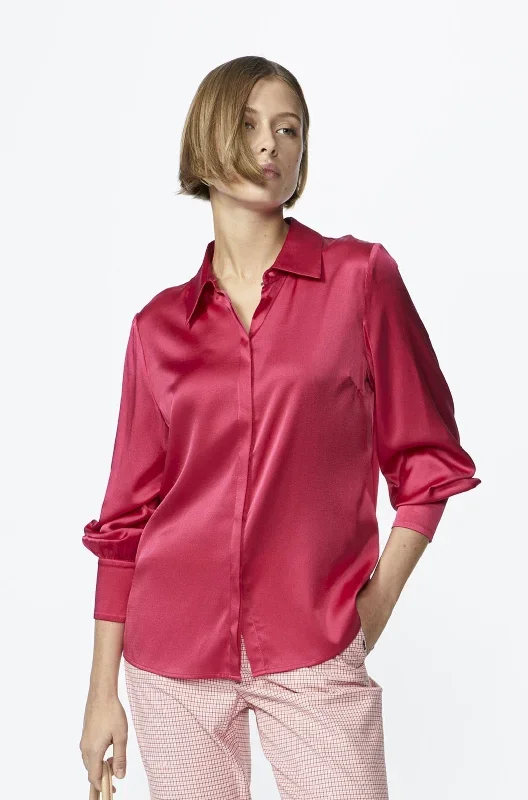 hot pink silk blouse 