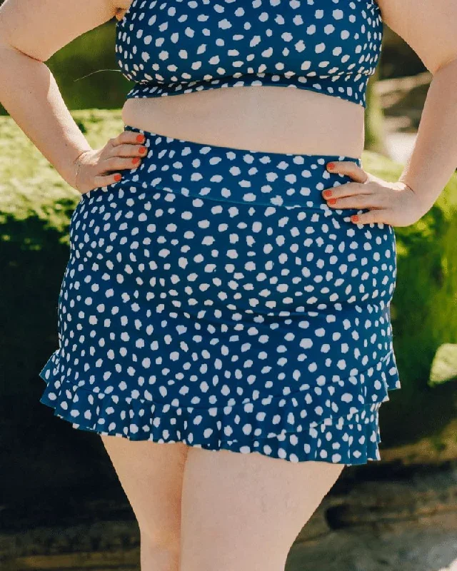 Indigo Dot Ultra High-Waist Skirt w/ Bottoms