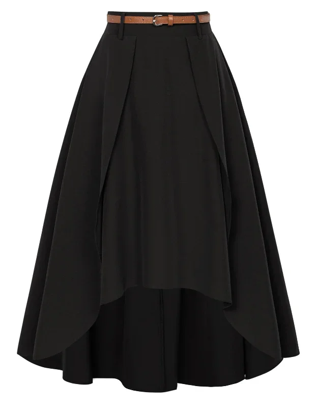 irregular-hem-skirt-with-belt-elastic-waist-mid-calf-a-line-skirt