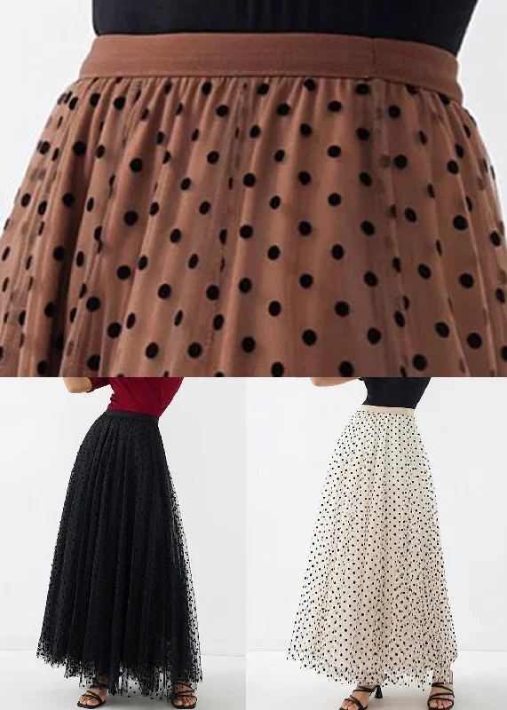 italian-brown-print-high-waist-tulle-a-line-skirts