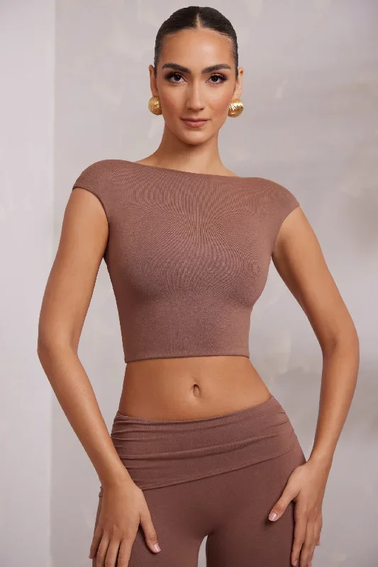 juno-cap-sleeve-backless-top-brown