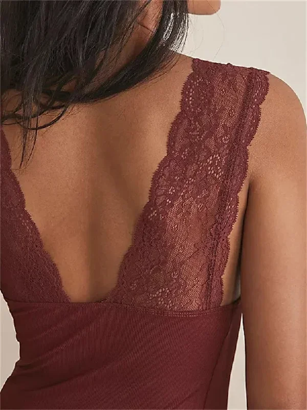 lace-patchwork-see-through-exposed-navel-summer-deep-v-neck-slim-vests-crop-tops