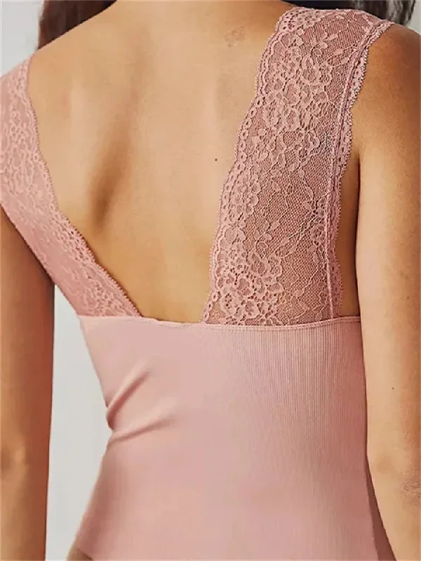 lace-patchwork-see-through-exposed-navel-summer-deep-v-neck-slim-vests-crop-tops