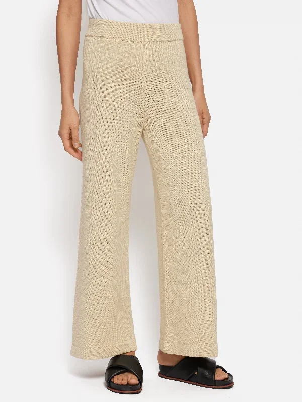 Linen Cotton Knitted Trouser | Cream