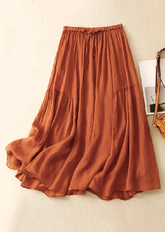 loose-green-wrinkled-solid-elastic-waist-linen-skirts-summer