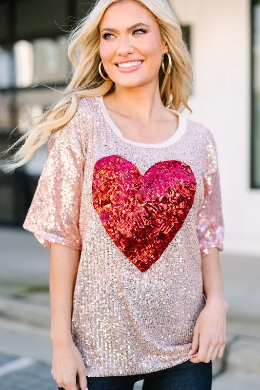 Love Shine Rose Gold Heart Top