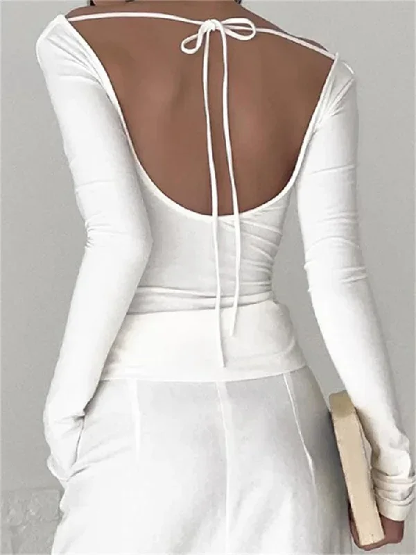 low-cut-ruched-off-shoulder-for-women-slim-fit-solid-backless-tie-up-casual-streetwear-tee