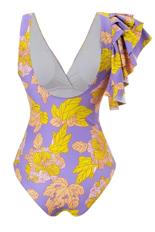 maillot-de-bain-violet-une-piece-taille-haute-imprime-de-fleurs