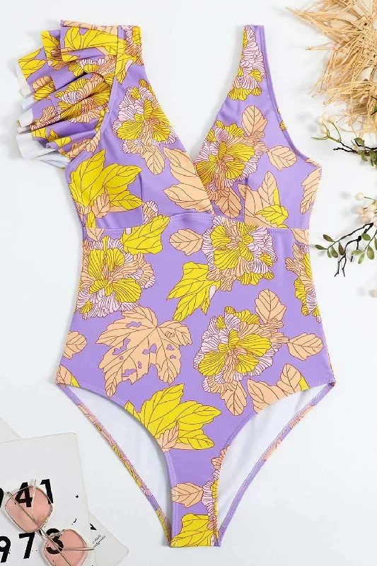 maillot-de-bain-violet-une-piece-taille-haute-imprime-de-fleurs