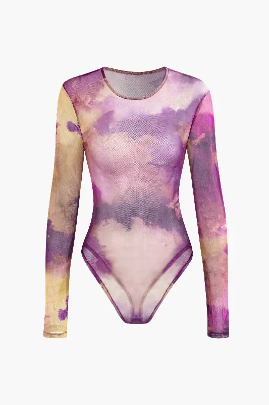 Tie Dye Long Sleeve Mesh Bodysuit