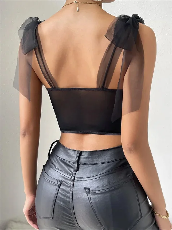 mesh-see-through-tie-up-strap-camis-ruffles-push-up-v-neck-black-mini-vests