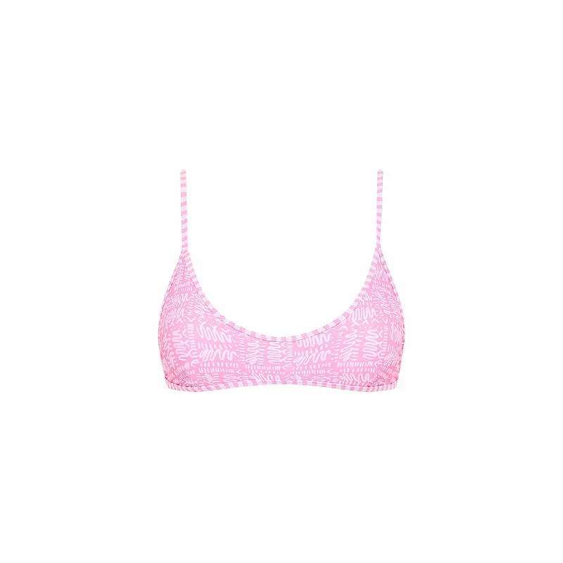 Minimal Tie Back Bikini Top - Strawberry Milkshake