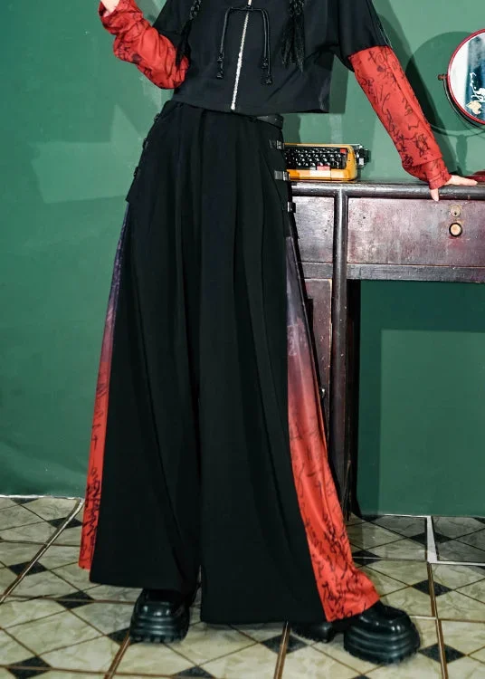 new-chinese-style-patchwork-high-waisted-design-wide-leg-pants-spring