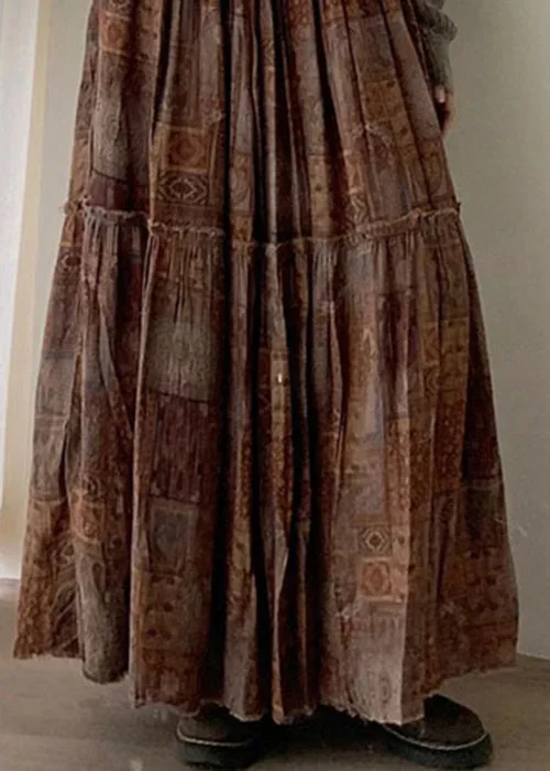 new-coffee-print-wrinkled-high-waist-cotton-skirts-spring