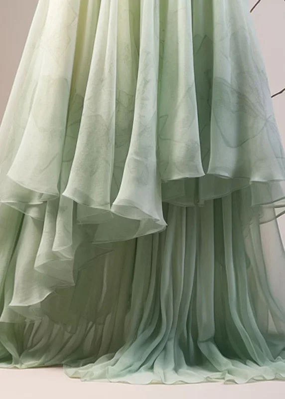 new-green-asymmetrical-high-waist-tulle-skirts-summer