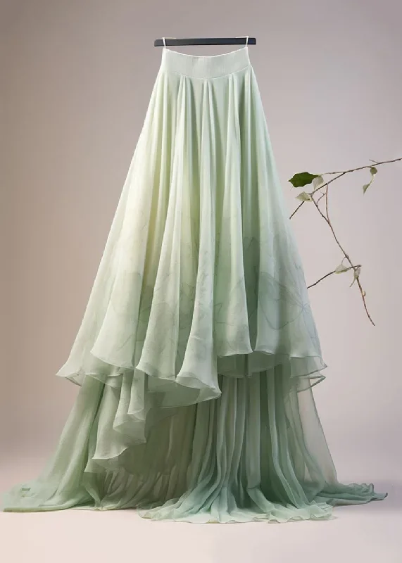 new-green-asymmetrical-high-waist-tulle-skirts-summer