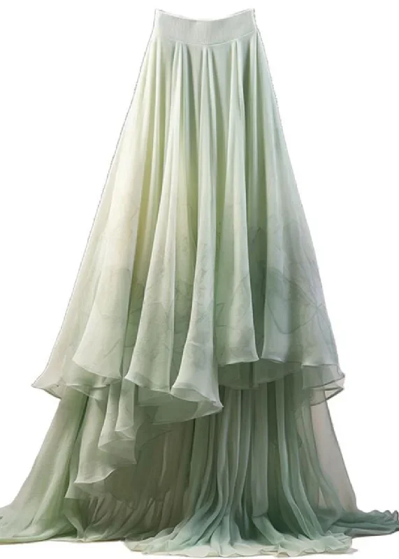 new-green-asymmetrical-high-waist-tulle-skirts-summer