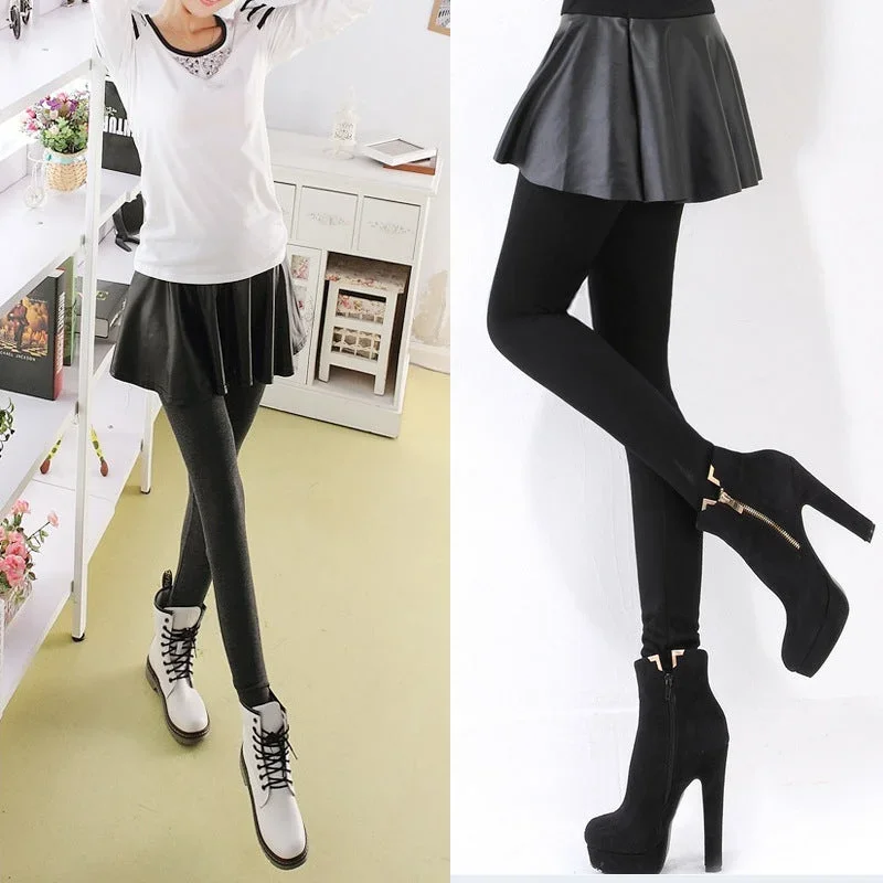 New women's women's pants PU leather stitching leggings