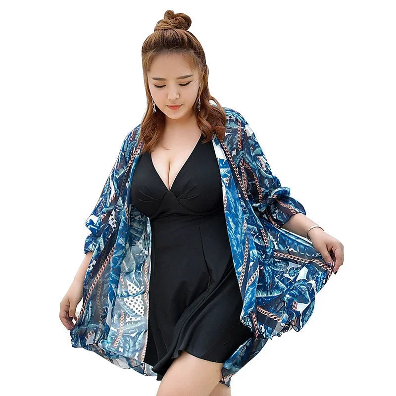 One Piece Swimwear Swimdress with Cover Ups Plus Size