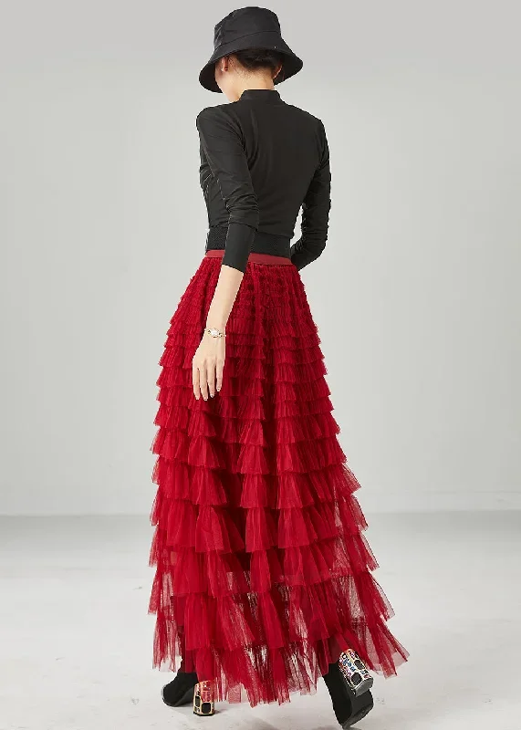 organic-red-elastic-waist-layered-tulle-a-line-skirt-summer