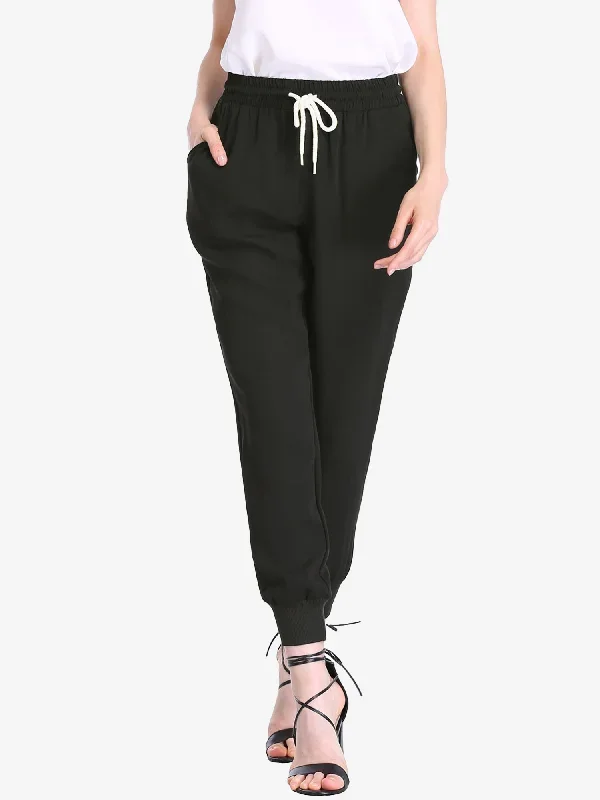 Drawstring Elastic Pocket Biker Sweat Cropped Jogger Pants