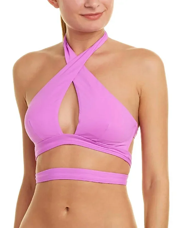 Padded Halter Strap Crisscross Back Top In Pastel