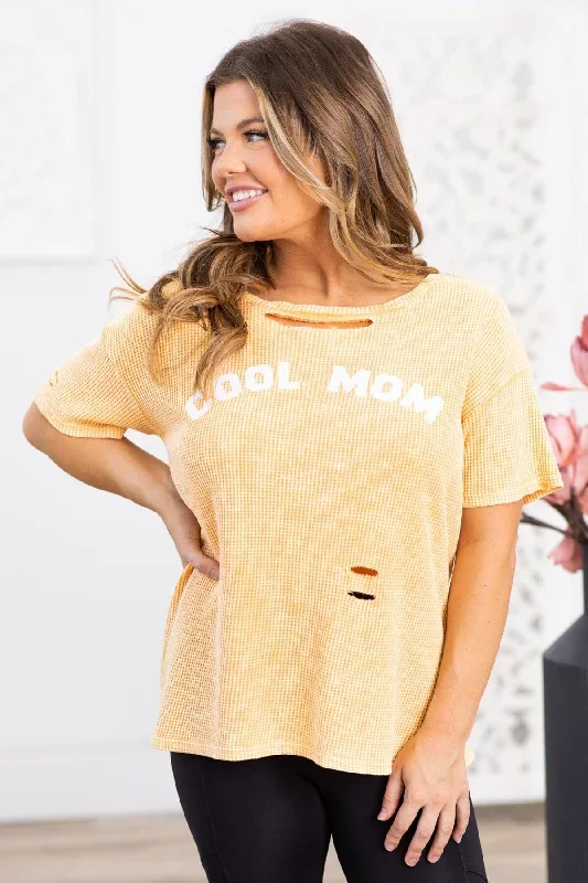 Peach Washed Cool Mom Graphic Top